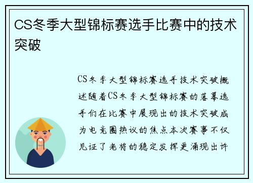 CS冬季大型锦标赛选手比赛中的技术突破