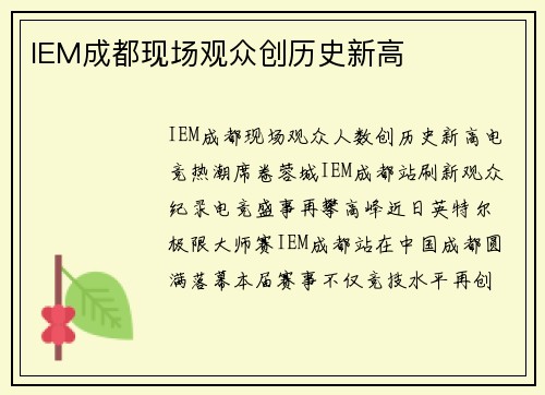 IEM成都现场观众创历史新高